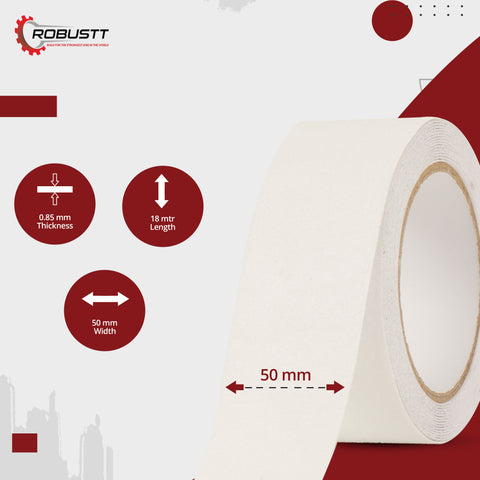 Robustt Anti Skid/AntiSlip 18 Meter 50MM (Cream) Fall Resistant with PET Material and Solvent Acrylic Adhesive Tape for Slippery Floors, Staircase, Ramps, Indoor, Outdoor Use