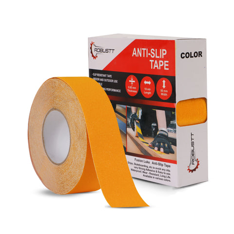 Robustt Anti Skid/AntiSlip 18 Meter 50MM (Yellow) Fall Resistant with PET Material and Solvent Acrylic Adhesive Tape for Slippery Floors, Staircase, Ramps, Indoor, Outdoor Use