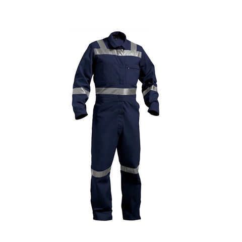 Robustt Blue Boiler Suit, Medium, 225 GSM, 100% Cotton Suit with Multiple Pockets, Retardant Industrial Suit, Workwear Suit with Reflective Tape, Unisex Coveralls for Industrial & Protective Use