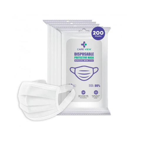 Careview 3 Ply Disposable Surgical Face Mask With Fabric Ear Loop Pouch