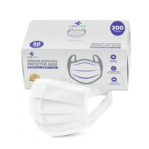 Careview 3 Ply Disposable Surgical Face Mask With Fabric Ear Loop Box