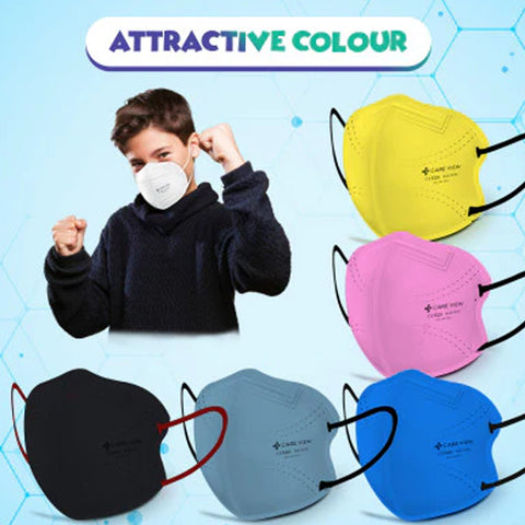 Careview Kids N95 Face Mask (Multi-Color), 5 Layered Filtration with Elastic and Comfortable Ear Loops