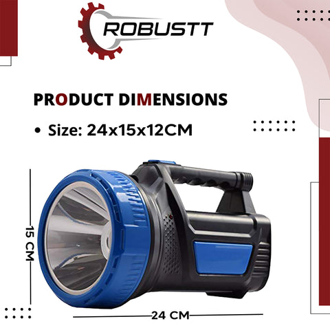 Robustt Search Light (75 watt, 500 Mtr Range) ABS Plastic Material Long Range Portable, Rechargeable High Brightness LED Torch Light (Assorted Color) DESIGN -2