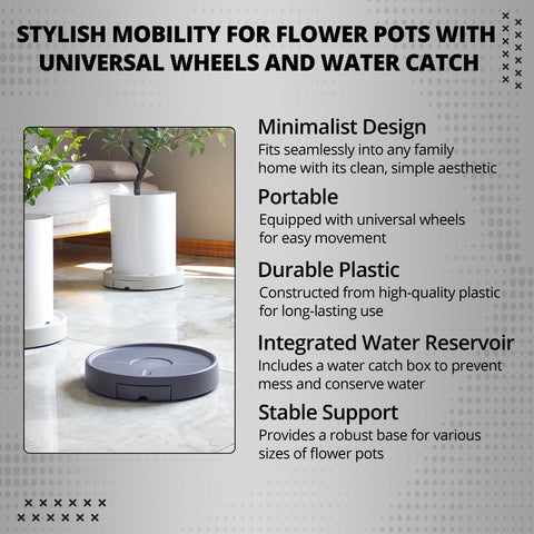 Robustt Planter with Wheels | High Quality Material | Easy To Use | Leakproof | Buit-in Sink | 360 Rotating Wheels | Planter Plates for Indoor and Outdoor Use |