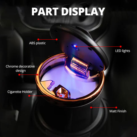 Robustt Car Ash Tray | ABS Material | LED Light Design |  Scratch Free & Fire Resistant | Easy To Clean | Perfect Car Ashtrays for Travel, RV, Outdoor, Home