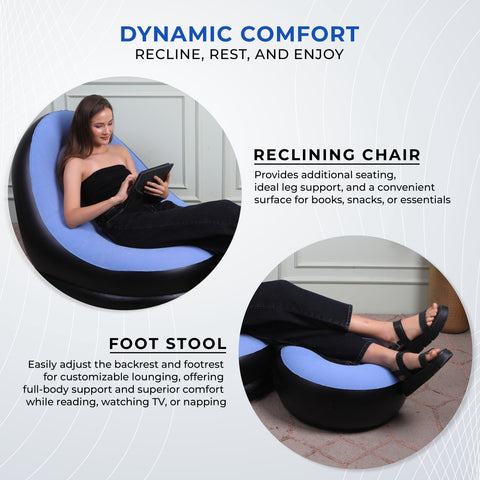 Inflatable Recliner Sofa for Ultimate Relaxation - Blue