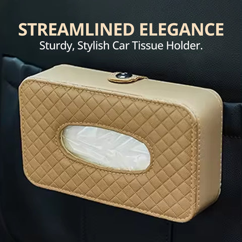 Robustt Car Tissue Box Holder | High Quality PU Material | Universal Fit | Reusable Tissue Box Holder for Car | Waterproof and Odorless | Easy To Install | Easy To Clean