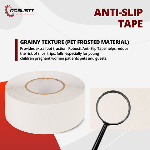 Robustt Anti Skid/AntiSlip 18 Meter 50MM (Cream) Fall Resistant with PET Material and Solvent Acrylic Adhesive Tape for Slippery Floors, Staircase, Ramps, Indoor, Outdoor Use