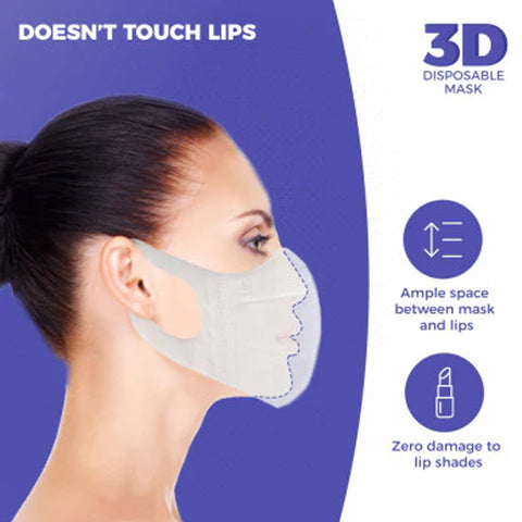 Careview 3 Dimensional(3D) Face Mask With Fabric Ear Loop Pouch, 4 Layered Filtration