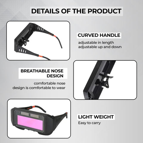 Robustt Auto Darkening Welding Goggles | PC & ABS Material | Adjustable Wearing Design | Solar Welding Goggles | UV Resistant | Multi Purpose