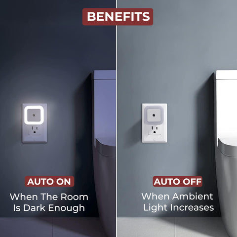 Robustt Night Light| Square Shape | Premium LED | ABS Material | Automatic On / Off | Night Light for Bedroom | Smart Light Sensor |