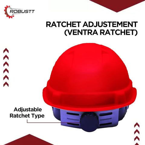 Robustt X Shree JEE Safety Helmet Executive Ratchet Type Adjustment, Protection for Outdoor Work Head Safety Hat with Sweat Band, Red