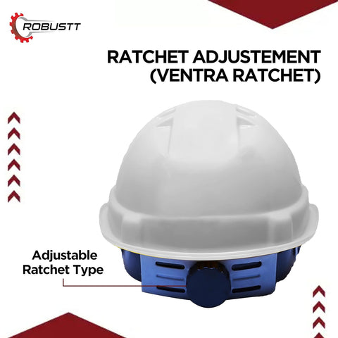 Robustt X Shree JEE Safety Helmet Executive Ratchet Type Adjustment, Protection for Outdoor Work Head Safety Hat with Sweat Band, White