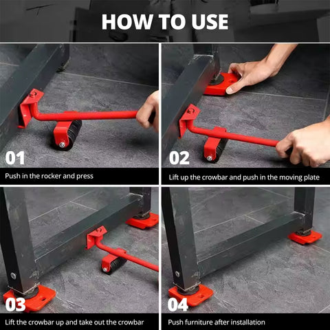 Robustt Furniture Movers Slider | 4 Pcs Furniture Lifter Mover Tool Set | 360° Rotational Pads | Heavy Duty Furniture Lifter and Mover | Lifting Tool for 150 KG