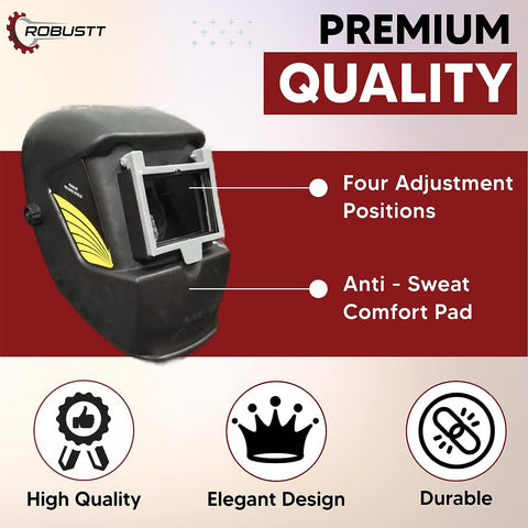 Robustt Auto Darkening Welding Helmet with a Front-Flip Light Weight Protective Head Screen for Welding and Industrial Use