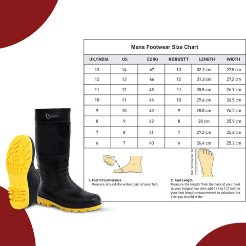 Robustt Steel Toe Lightweight Gum Boots, Standard Steel Safety Shoes, Anti Slip, Waterpoof, Breathable Printed Leather Shoes, Puncture and Tear Resistant, for Industrial Use (Yellow)
