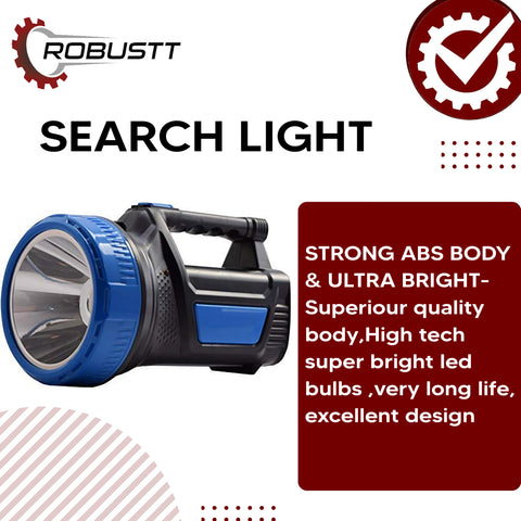 Robustt Search Light (75 watt, 500 Mtr Range) ABS Plastic Material Long Range Portable, Rechargeable High Brightness LED Torch Light (Assorted Color) DESIGN -2