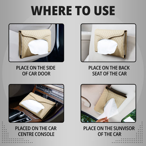 Robustt Car Tissue Box Holder - Beige