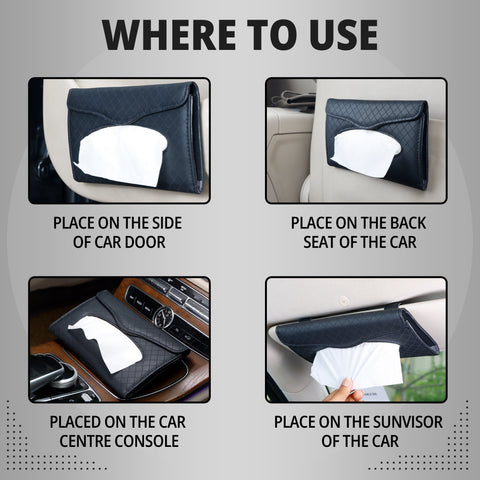 Robustt Car Tissue Box Holder - Black