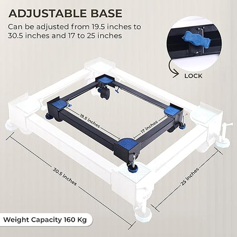 Robustt Washing Machine Stand Adjustable Metal Trolley with Wheels for Home | 4 Anti Vibration Rubber Grips | Stands up to 160 Kg Weight | Also Suitable for Dishwasher, Air Cooler