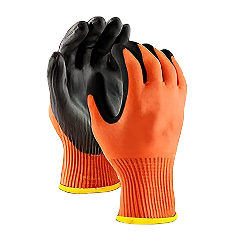 Robustt Nylon Nitrile Coated Industrial Safety Hand Gloves Anti-Cut, Heat Resistant, for Finger and Hand Protection