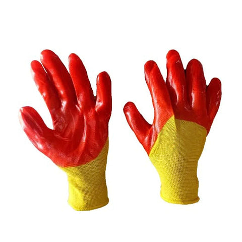 Robustt Nylon Nitrile Half Coated (Back Also) Industrial Safety Hand Gloves Anti-Cut, Cut Resistant, Heat Resistant, Industrial Use, for Finger and Hand Protection