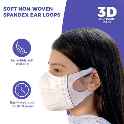 Careview 3 Dimensional(3D) Face Mask With Fabric Ear Loop Pouch, 4 Layered Filtration