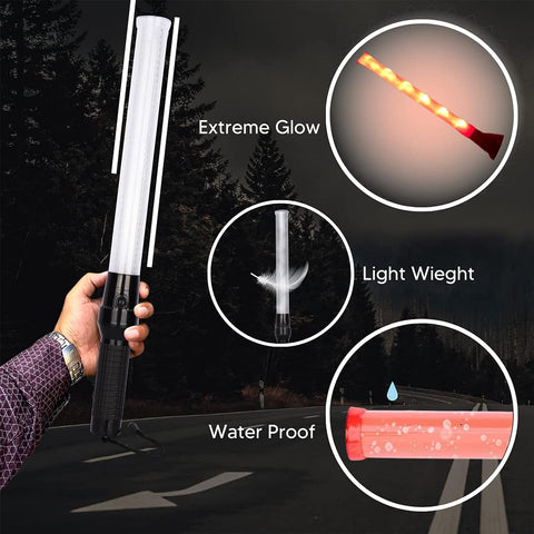 Robustt Baton Light Stick 21 Inch (Non -Rechargeable) Red and Green Blink for Traffic Control, Street Protection Wand Baton