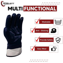 Robustt Industrial Safety Gloves Anti-Cut ( Fully Coated Open Cuff ) f