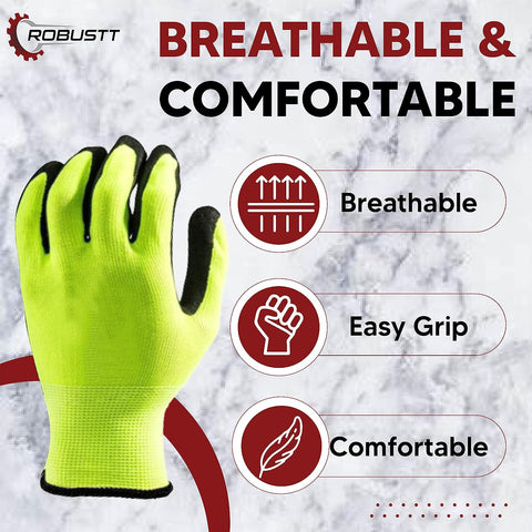 Robustt Nylon Nitrile Coated Industrial Safety Hand Gloves Anti-Cut, Cut Resistant, Heat Resistant, Industrial Use, For Finger and Hand Protection