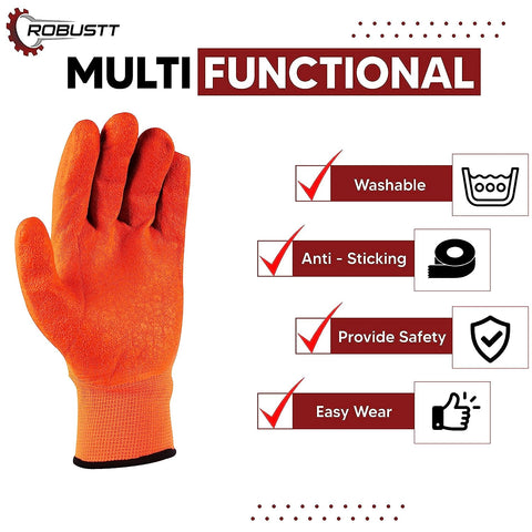 Robustt Nylon Nitrile Half Coated (Back Also) Industrial Safety Hand Gloves Anti-Cut, Cut Resistant, Heat Resistant, Industrial Use, for Finger and Hand Protection