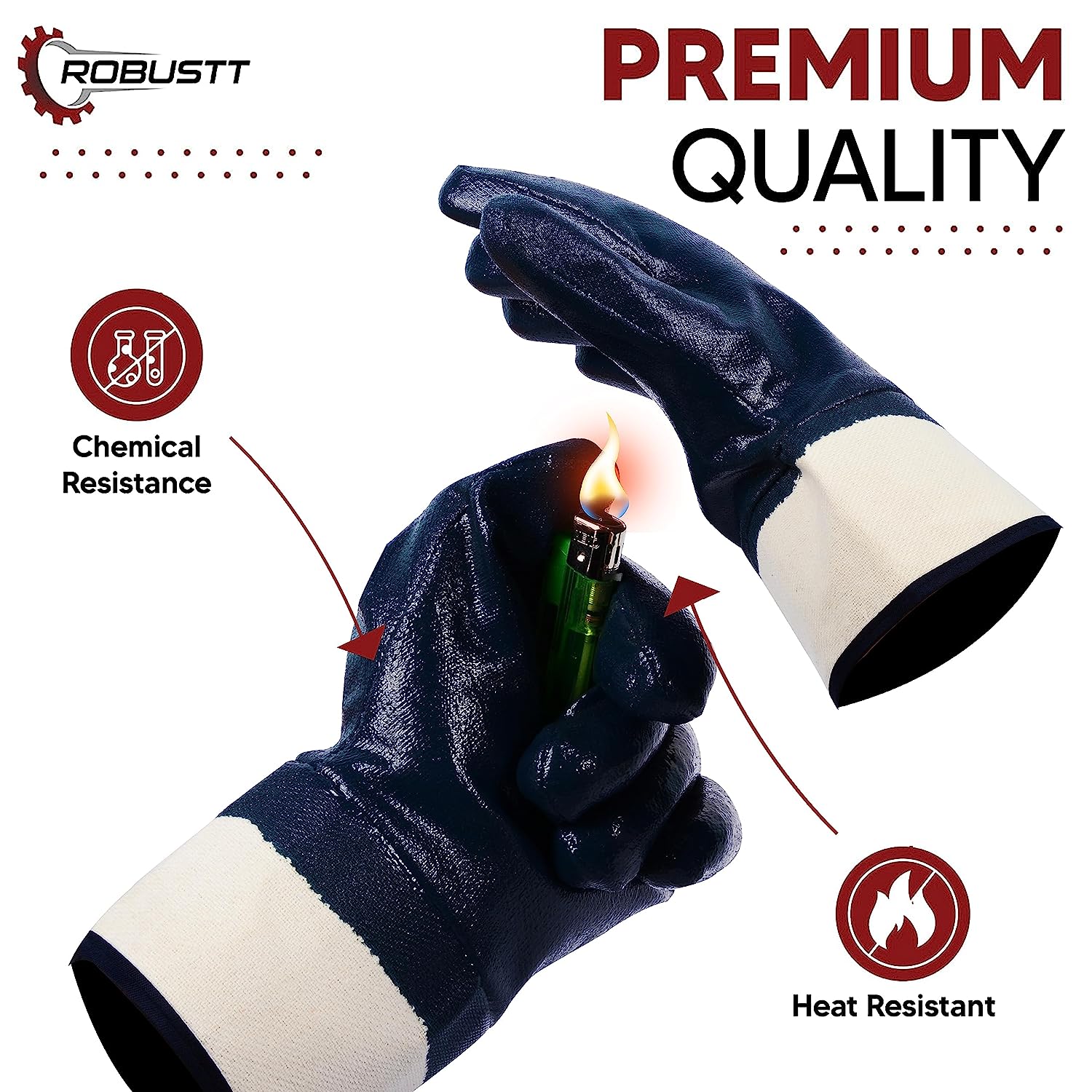 Robustt Industrial Safety Gloves Anti-Cut ( Fully Coated Open Cuff ) f