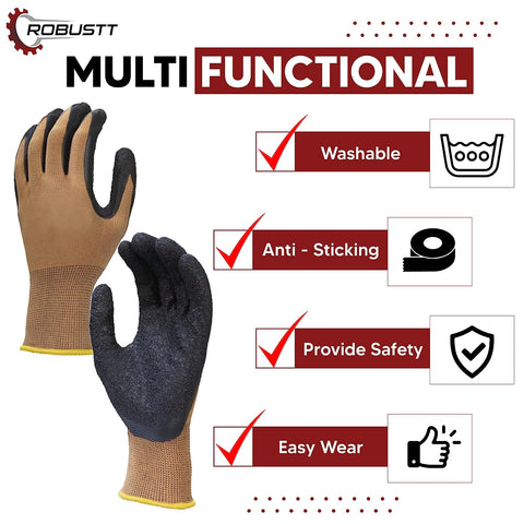Robustt Nylon Nitrile Coated Industrial Safety Hand Gloves Anti-Cut, Cut Resistant, Heat Resistant, Industrial Use, For Finger and Hand Protection