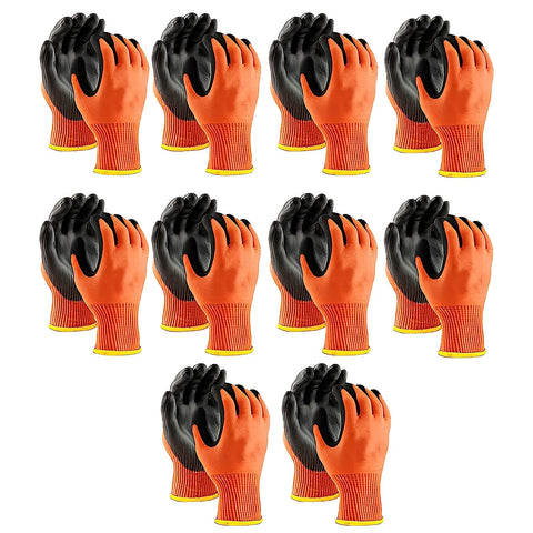 Robustt Nylon Nitrile Coated Industrial Safety Hand Gloves Anti-Cut, Heat Resistant, for Finger and Hand Protection