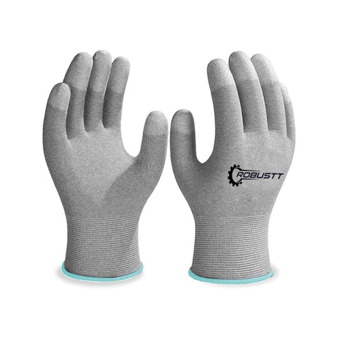 Robustt ESD Grey Safety gloves | Pack of 1 | Carbon Fibre with Anti - Static Technology | Snug Fit, Slip Resistant | Reusable & Washable Gloves | Hand Gloves for Electrical Appliances