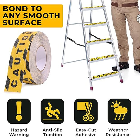 Robustt Caution Warning Anti Skid/Anti Slip Tape (18 Meter 50MM) Solvent Acrylic Adhesive Tape for Slippery Floors, Staircase, Ramps, Indoor, Outdoor Use