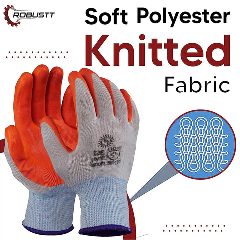 Robustt Nylon Nitrile Coated Industrial Safety Hand Gloves Anti-Cut, Cut Resistant, Heat Resistant, Industrial Use, for Finger and Hand Protection