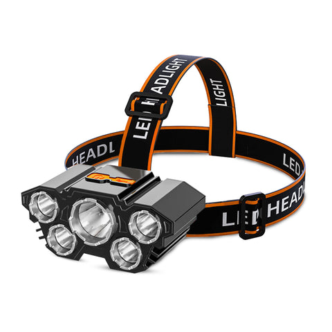 Robustt USB Rechargeable Headlight 3 Light 180 Azimuth Adjustment Portable Lightweight Head Lamp