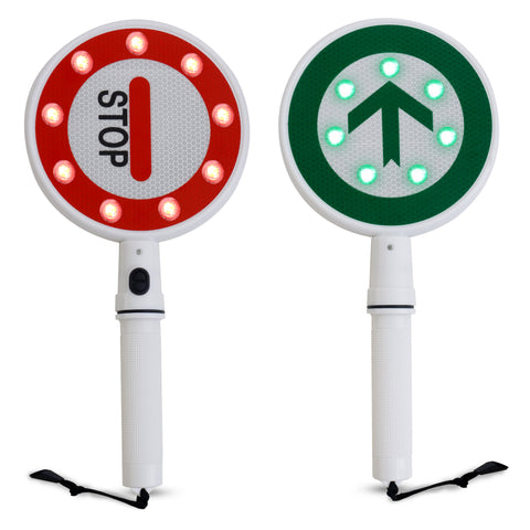 Robustt Dual-Sided STOP/GO handheld Sign - High Visibility LED