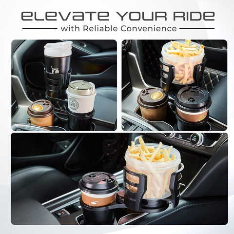 Robustt Dual Car Cup Holder Expander with Adjustable Base, 360 Degree Rotatable Base