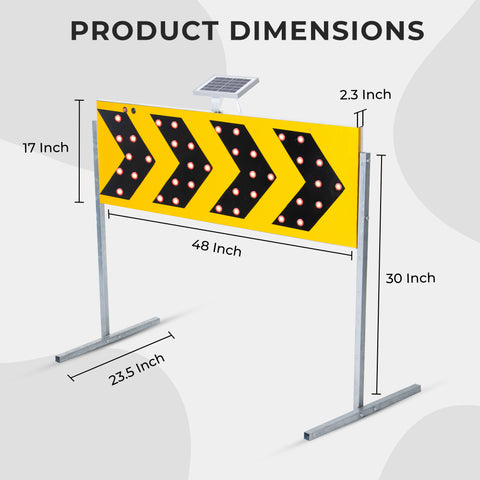 Robustt Road Lane Closed Traffic LED Solar Flashing Arrow Direction Sign Board