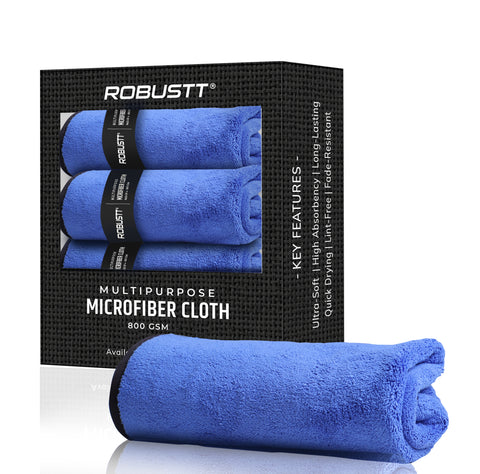 Robustt Multipurpose Microfiber Cleaning Towel Cloth 800 GSM - Blue