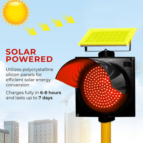 Robustt Solar-Powered Red Warning Light - High-Visibility with Flicker Mode