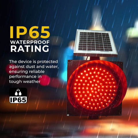 Robustt Solar-Powered Red Warning Light - High-Visibility with Flicker Mode