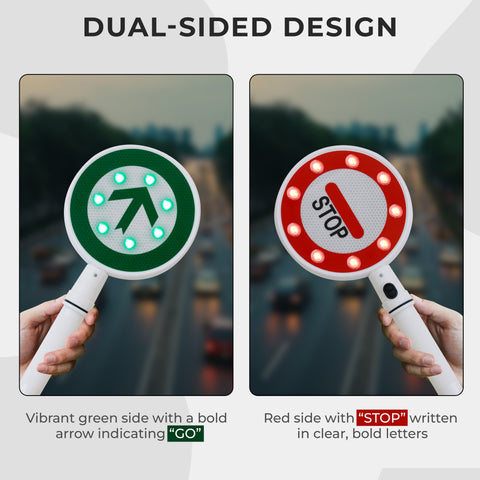 Robustt Dual-Sided STOP/GO handheld Sign - High Visibility LED