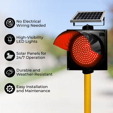 Robustt Solar-Powered Red Warning Light - High-Visibility with Flicker Mode