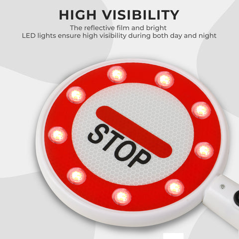 Robustt Dual-Sided STOP/GO handheld Sign - High Visibility LED