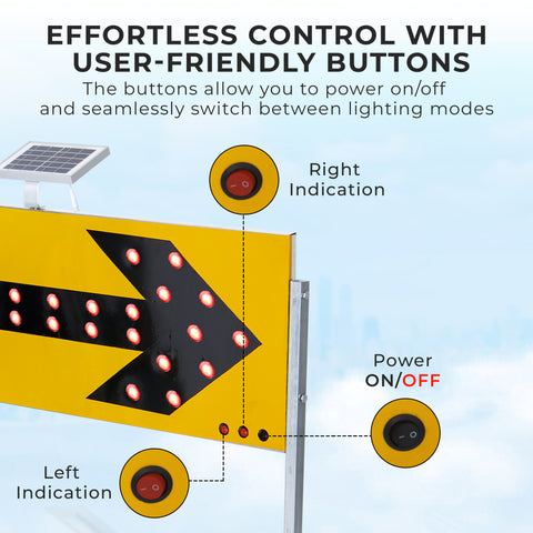 Robustt Solar Powered Traffic Road Street Route Indicator Guideboard Cross Light Direction Sign