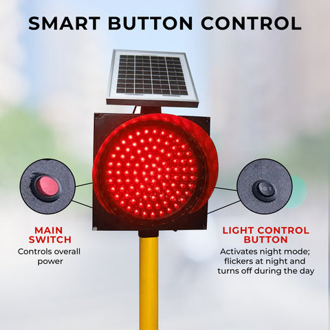 Robustt Solar-Powered Red Warning Light - High-Visibility with Flicker Mode