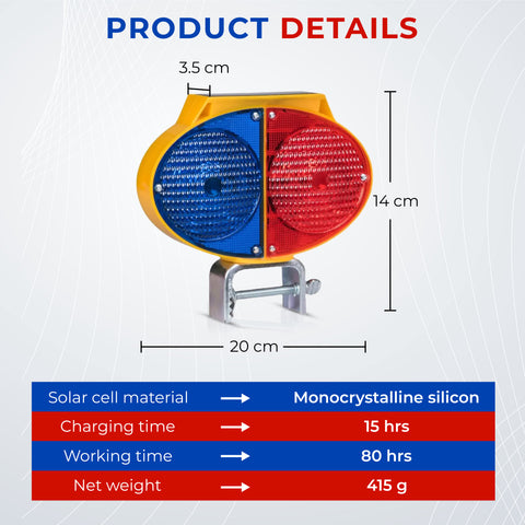 Robustt Owl Eye Automatic Sensor Solar Blinker Flash Warning Light - Red and Blue